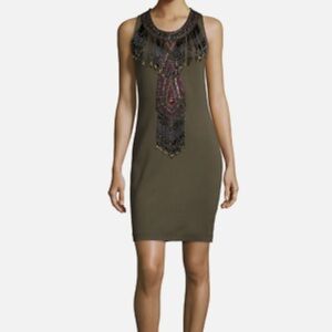 New Haute Hippie Sleeveless Apache Embellished Beaded Mini Tank Dress Size 10